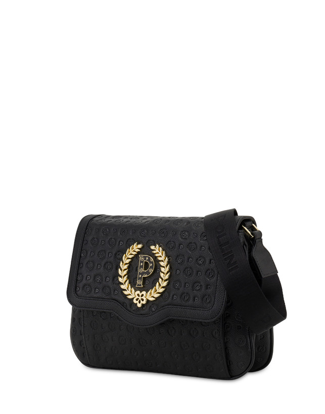 Pollini Borsa A Tracolla Heritage Logo Embossed Nero Liquidazione