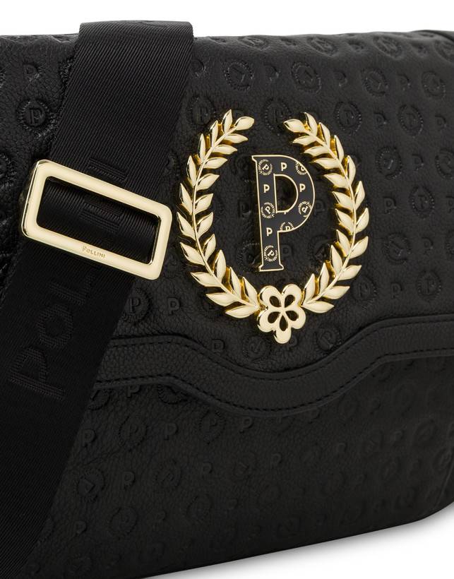 Pollini Borsa A Tracolla Heritage Logo Embossed Nero Liquidazione