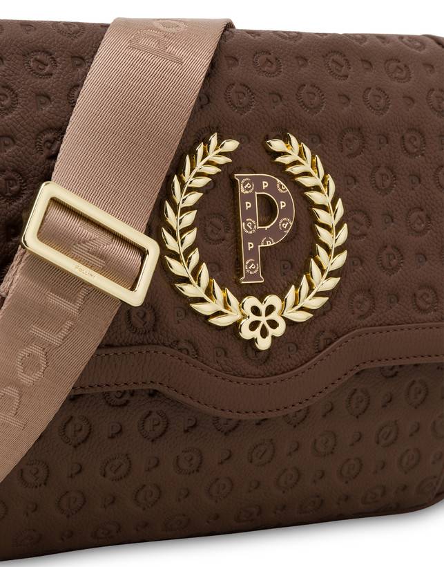 Pollini Borsa A Tracolla Heritage Logo Embossed Marrone Comprane uno, ottenene uno gratis