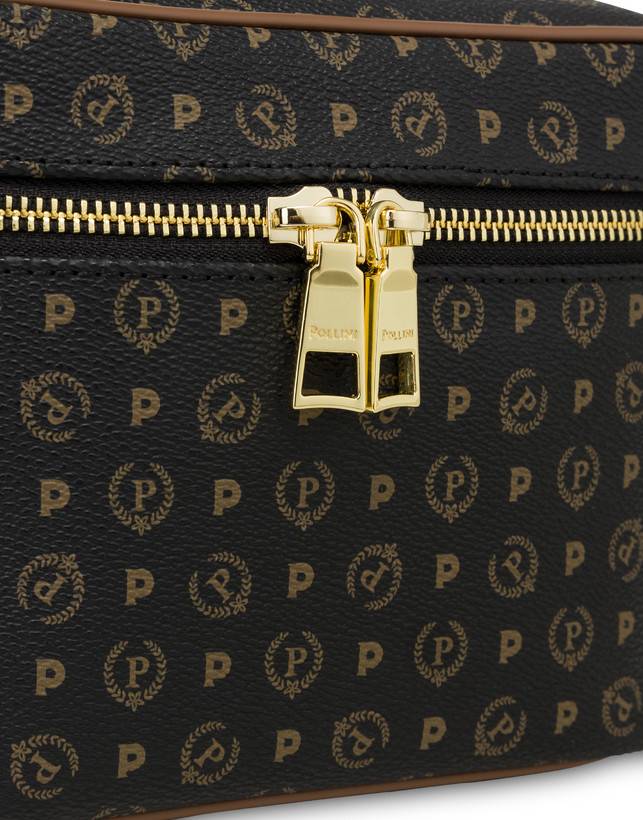 Pollini Borsa Beauty Piccola Heritage Logo Classic Nero/marrone Latest stili