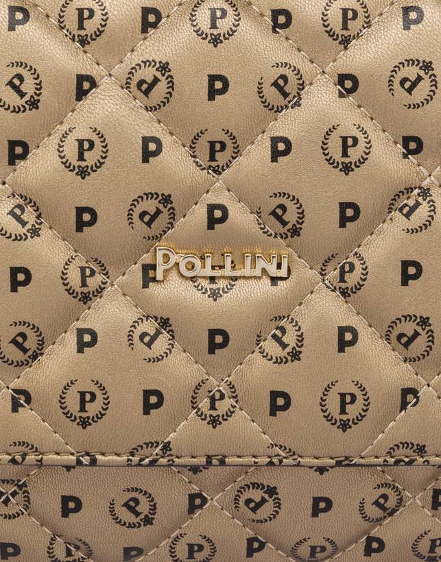 Pollini Borsa A Spalla Heritage Matelassé Oro/nero Sostegno trimestrale