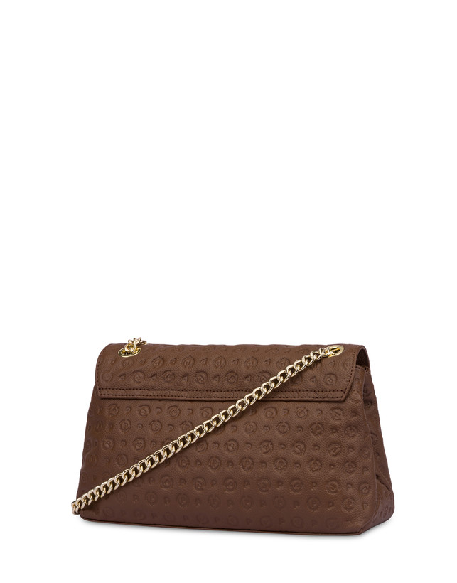 Pollini Borsa A Spalla Heritage Logo Embossed Marrone Super sconto