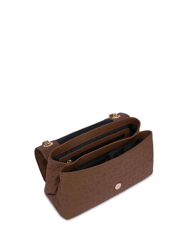Pollini Borsa A Spalla Heritage Logo Embossed Marrone Super sconto