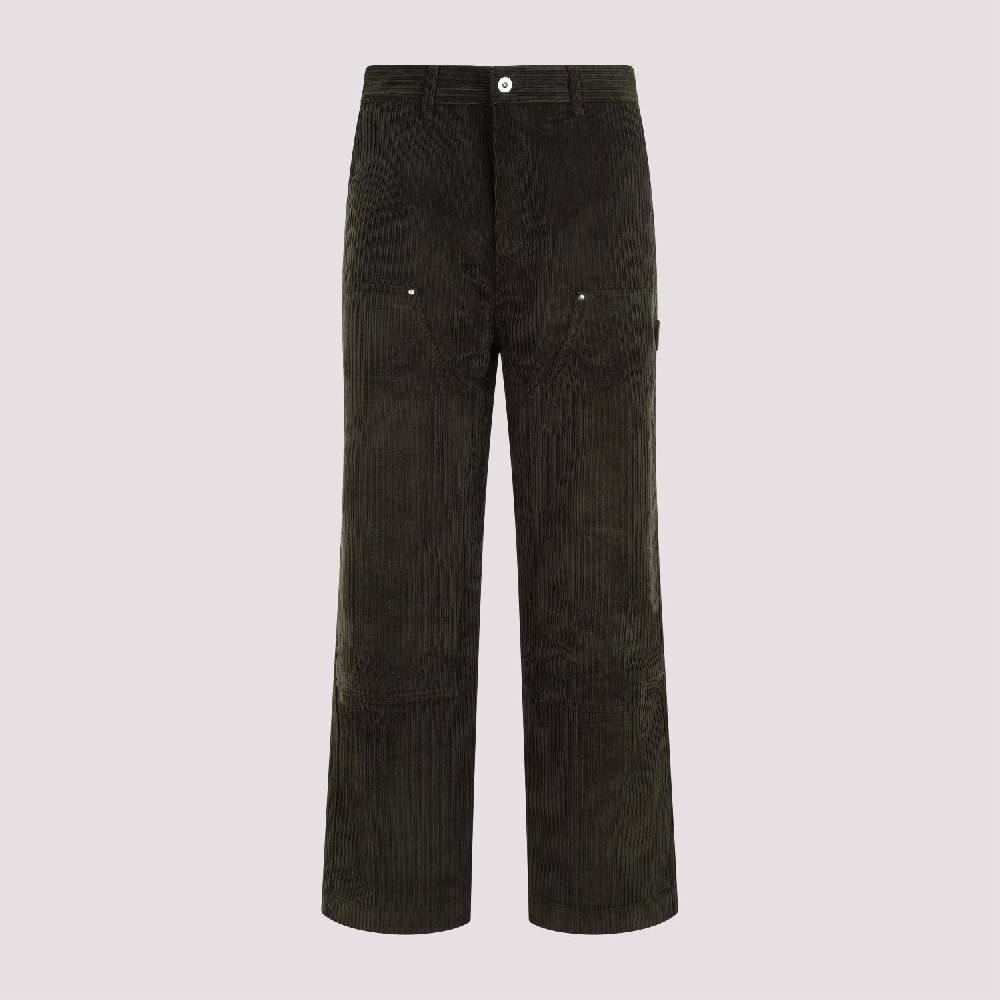 DRÔLE DE MONSIEUR  Pantaloni di Cotone Verde a Costine da Uomo di DRÔLE DE MONSIEUR Vendita Economica