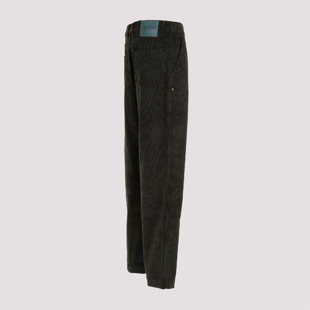 DRÔLE DE MONSIEUR  Pantaloni di Cotone Verde a Costine da Uomo di DRÔLE DE MONSIEUR Vendita Economica
