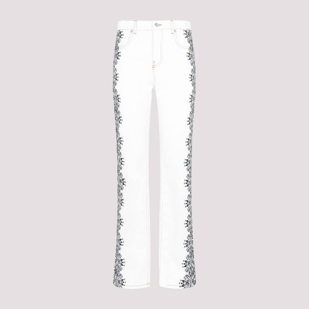 ETRO  Jeans di Cotone Bianco ETRO Esme con Stampa Laterale Nuova