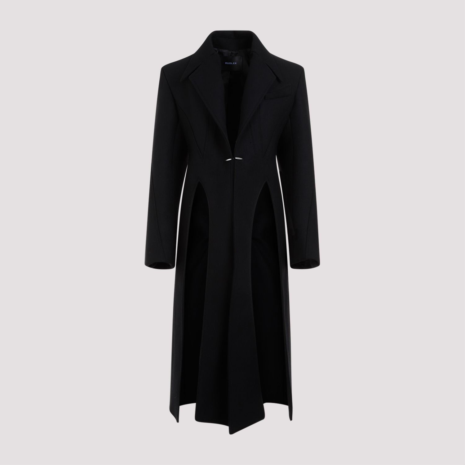 MUGLER  Cappotto Nero in Lana e Poliammide Mugler Lunghezza Caviglia Italia