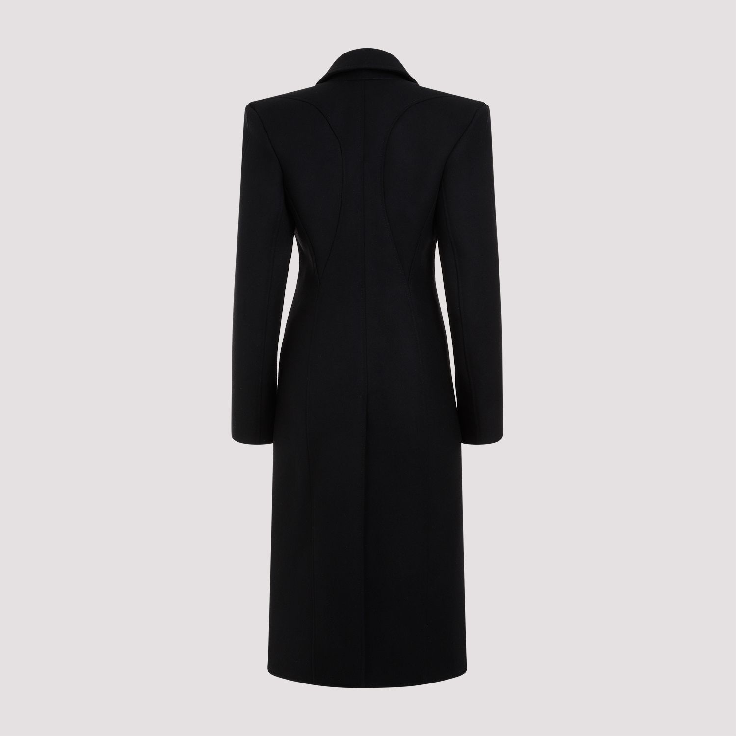 MUGLER  Cappotto Nero in Lana e Poliammide Mugler Lunghezza Caviglia Italia