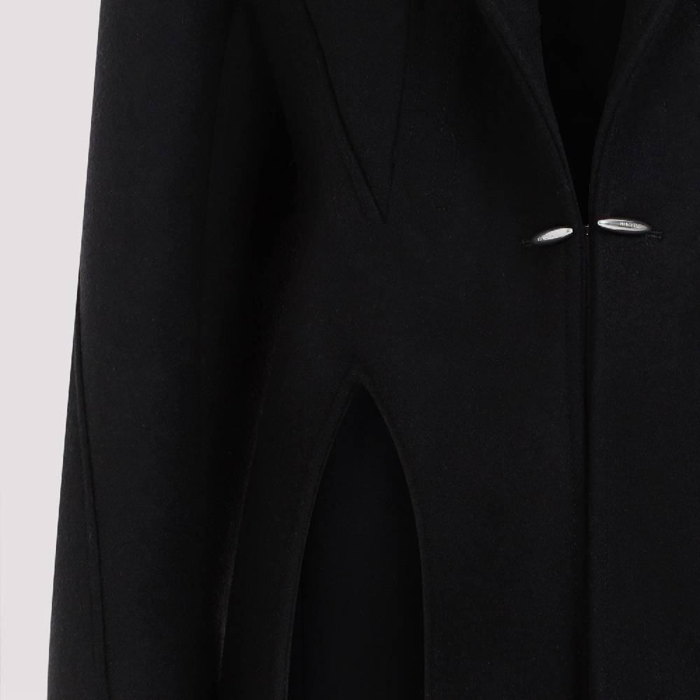 MUGLER  Cappotto Nero in Lana e Poliammide Mugler Lunghezza Caviglia Italia
