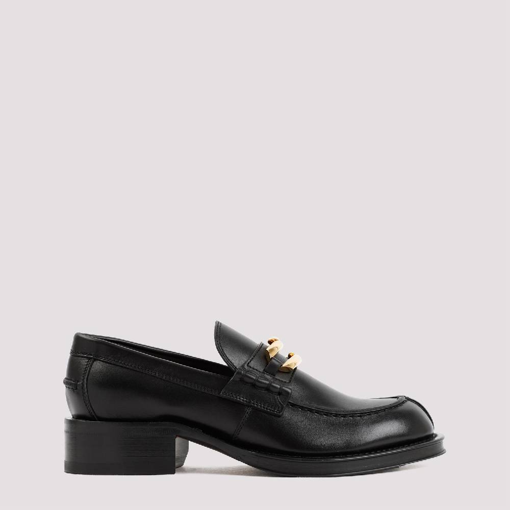 LANVIN  Mocassini LANVIN Neri in Pelle con Dettagli Dorati In Linea
