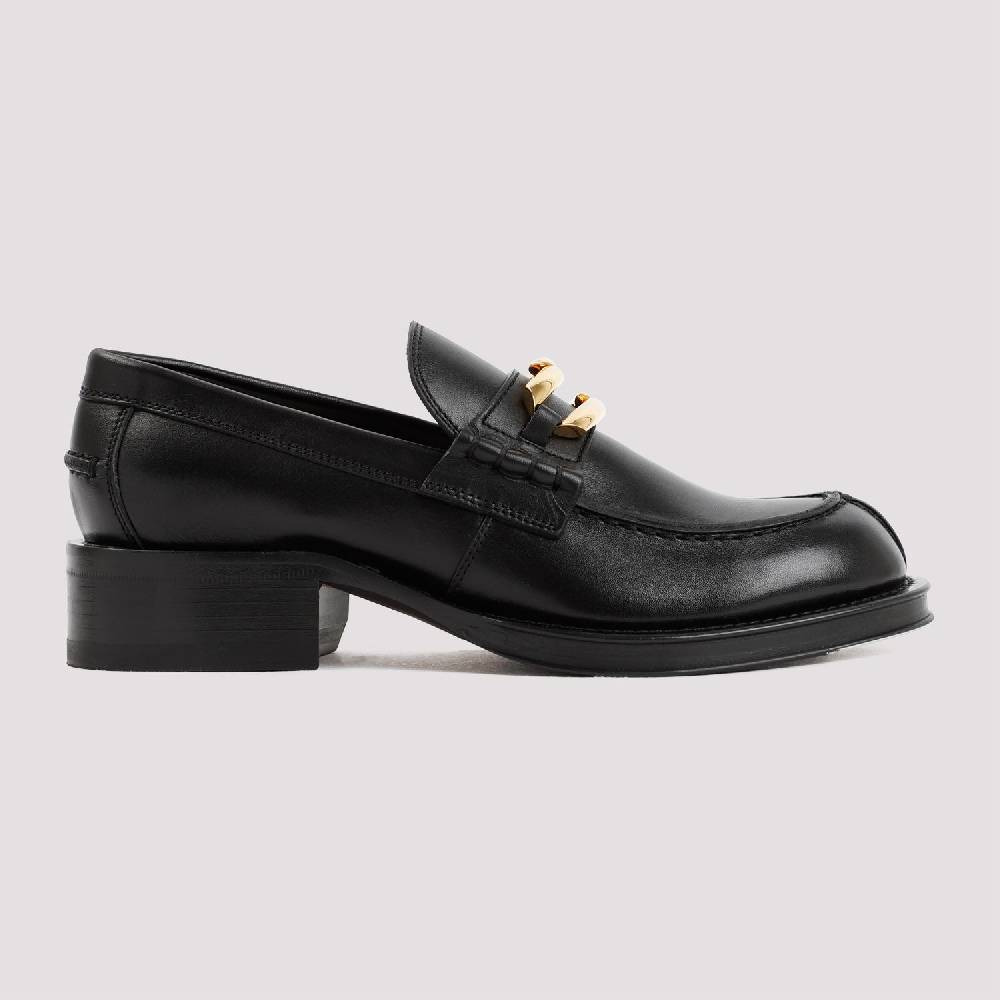 LANVIN  Mocassini LANVIN Neri in Pelle con Dettagli Dorati In Linea