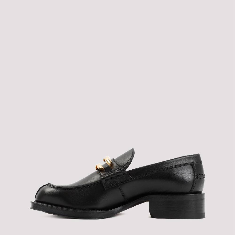 LANVIN  Mocassini LANVIN Neri in Pelle con Dettagli Dorati In Linea