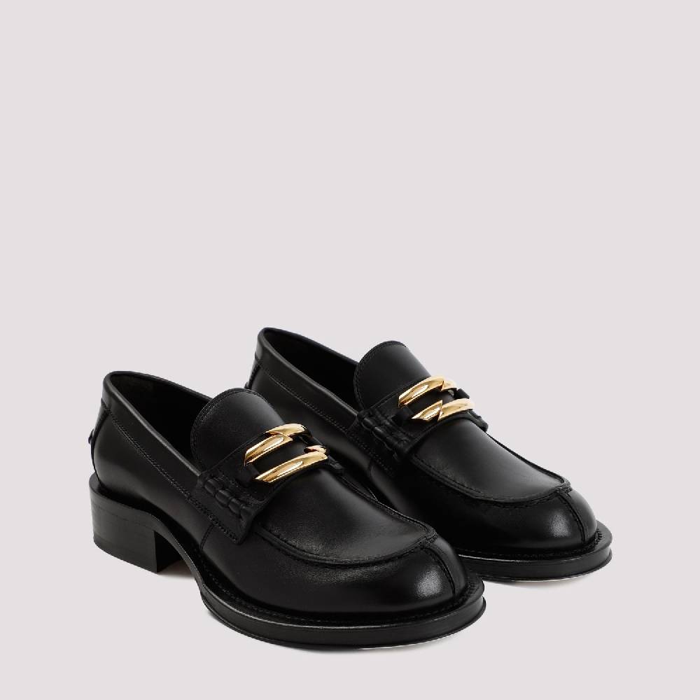 LANVIN  Mocassini LANVIN Neri in Pelle con Dettagli Dorati In Linea