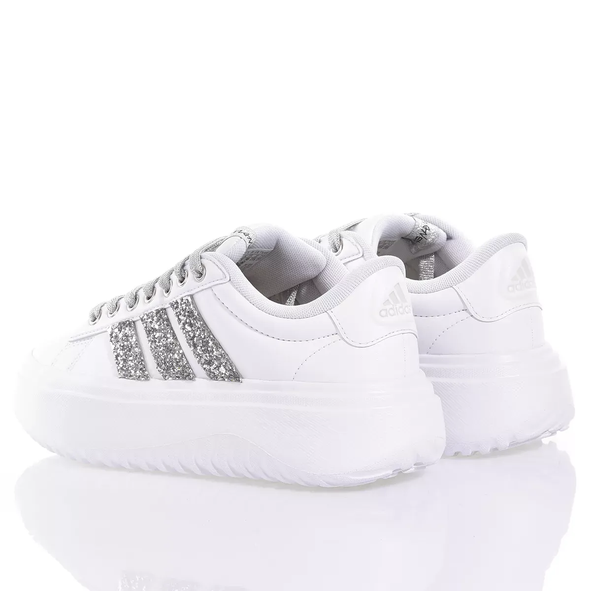ADIDAS  Sneakers Adidas da Donna Piattaforma Bianco Argento in Eco-Pelle Nuovo