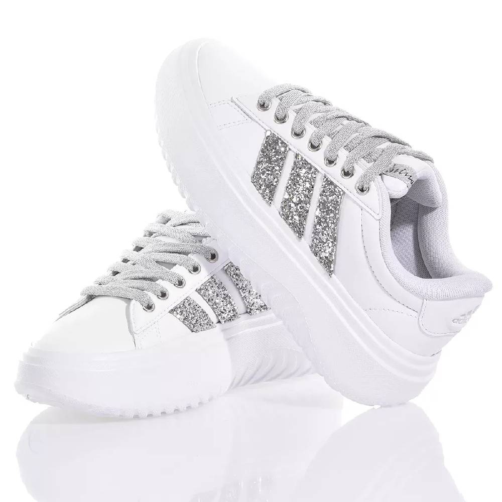 ADIDAS  Sneakers Adidas da Donna Piattaforma Bianco Argento in Eco-Pelle Nuovo