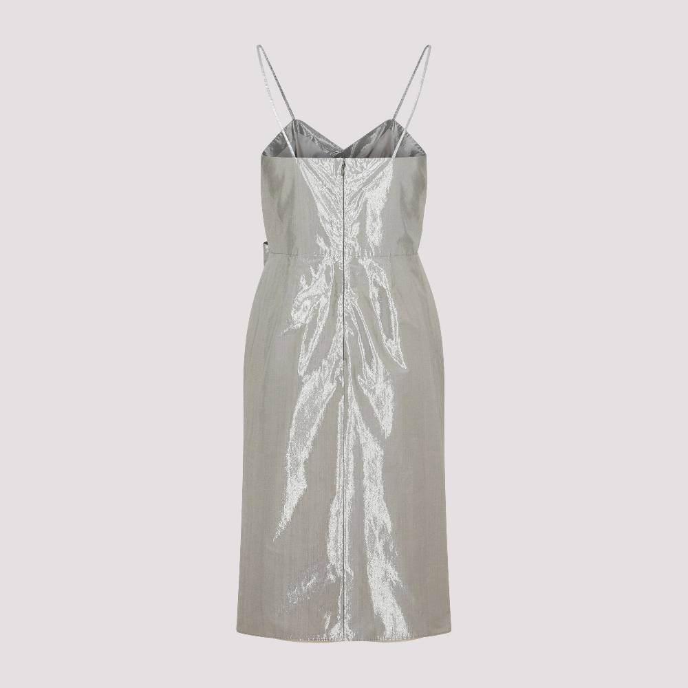 MAISON MARGIELA  Abito Midi Maison Margiela in Cotone Metallizzato Argento Vendita calda