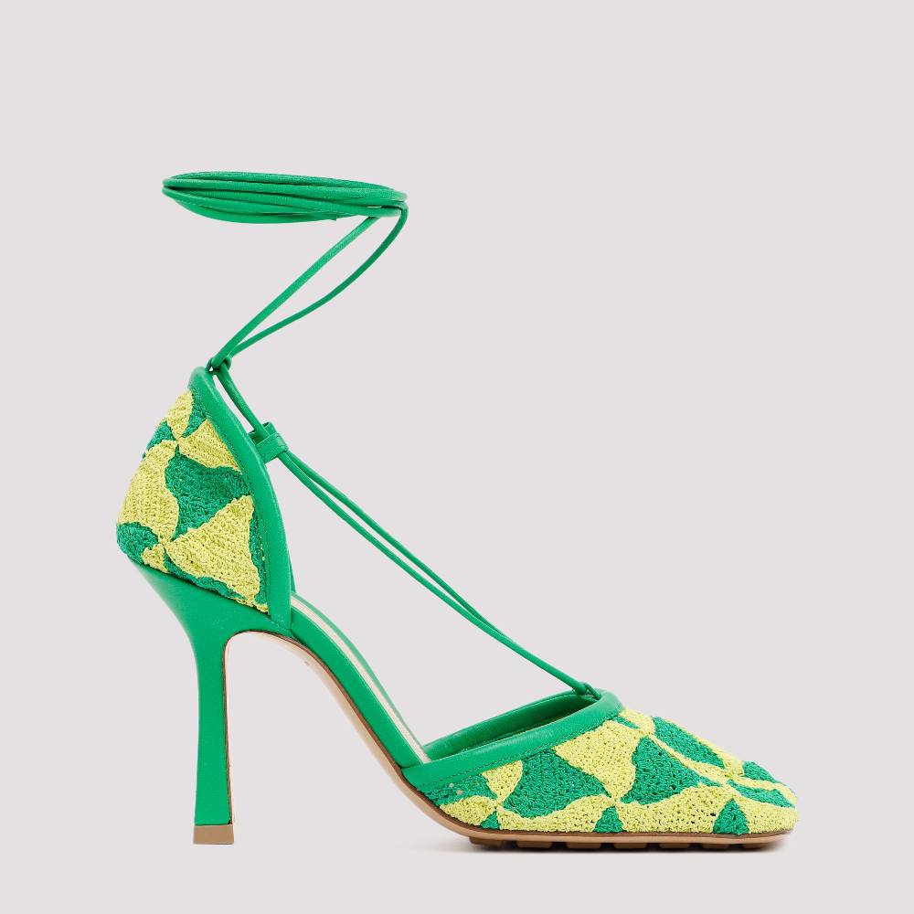BOTTEGA VENETA  Sandali Bottega Veneta Verde e Giallo in Cotone per Donna Latest fashion