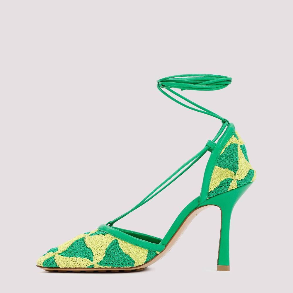 BOTTEGA VENETA  Sandali Bottega Veneta Verde e Giallo in Cotone per Donna Latest fashion