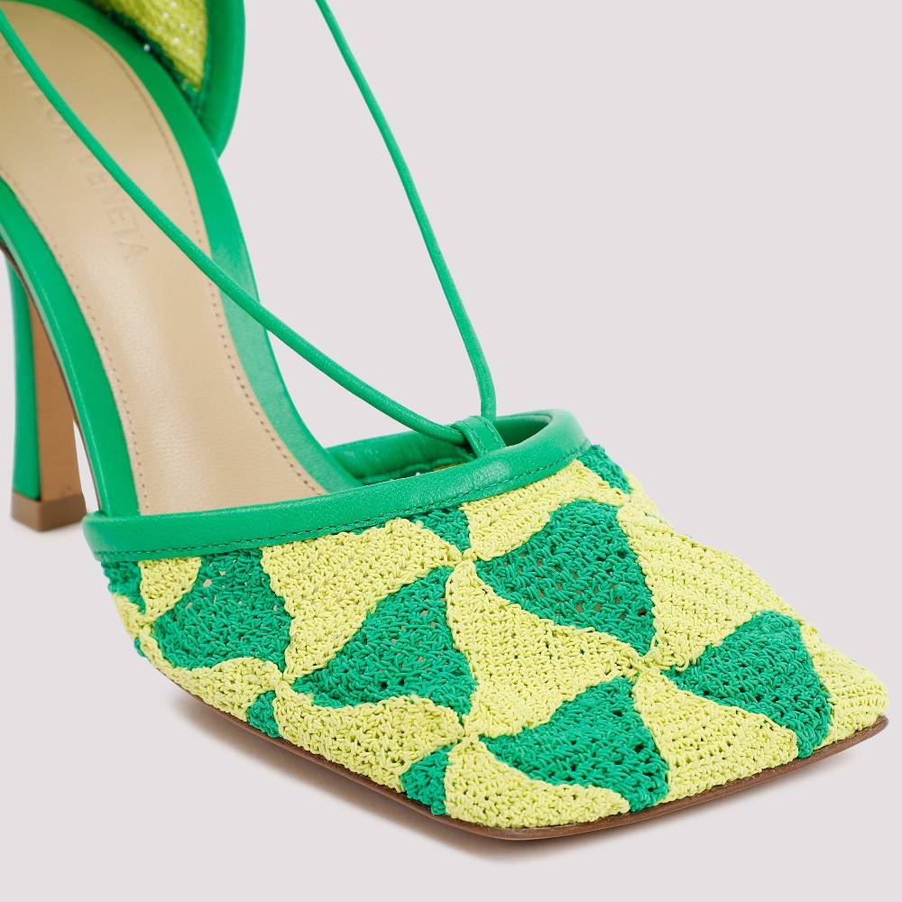 BOTTEGA VENETA  Sandali Bottega Veneta Verde e Giallo in Cotone per Donna Latest fashion