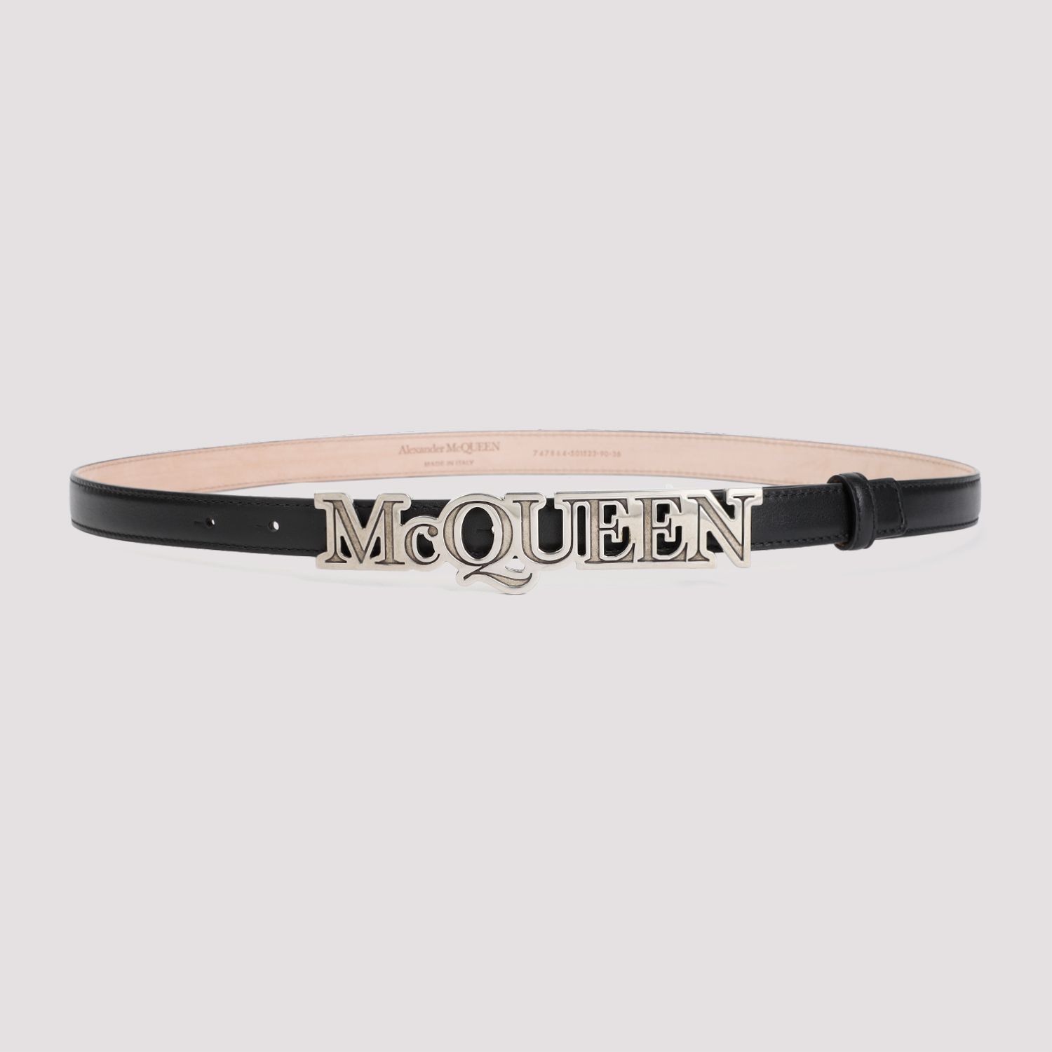 ALEXANDER MCQUEEN  Cintura di Pelle Nera Alexander McQueen con Fibbia Logo Spedizione Gratuita