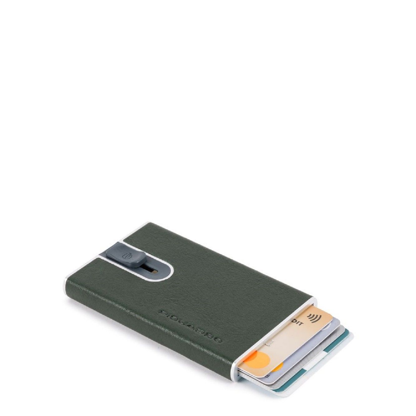 PIQUADRO  Portafoglio Portacarte in Pelle e Metallo RFID Piquadro Verde Saldi