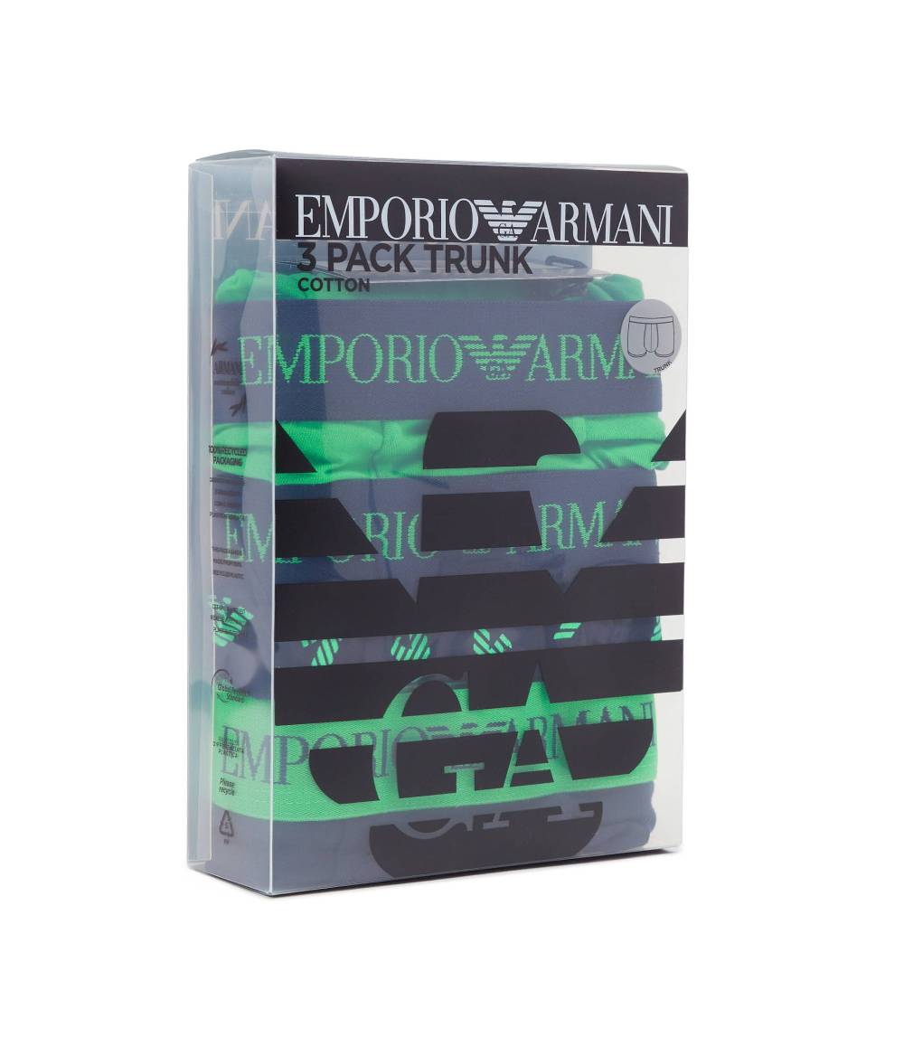 EMPORIO ARMANI  Pack da 3 Boxer Emporio Armani Uomo in Cotone Multicolore Saldi Di Fabbrica