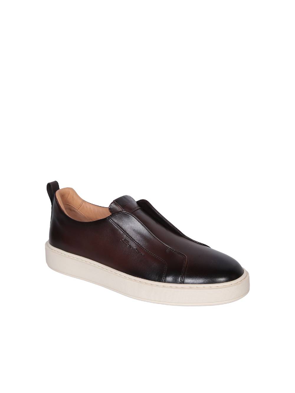 SANTONI  Sneakers in Pelle Marrone Uomo SANTONI Soddisfazione Garantita