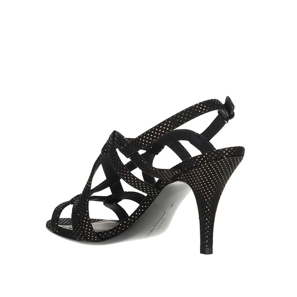 SALVATORE FERRAGAMO  Sandali con Tacco in Pelle Nera Salvatore Ferragamo Promozione Limitata