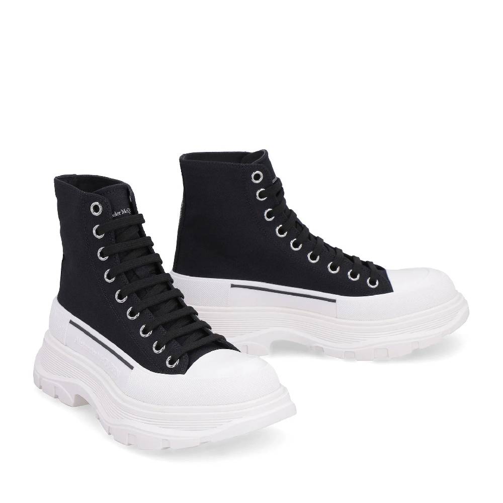 ALEXANDER MCQUEEN  Sneakers Alte in Tela Nere Alexander McQueen Treadslick Presa