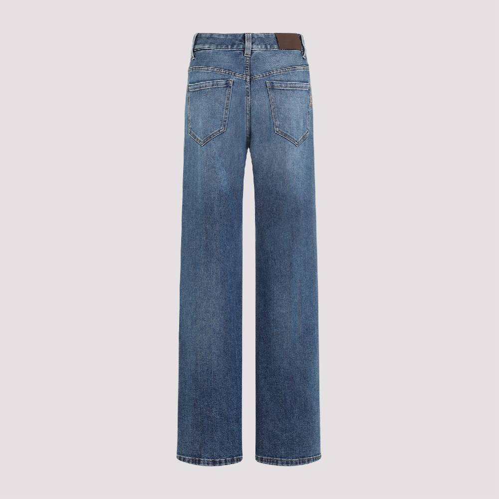 BRUNELLO CUCINELLI  Jeans Dritti in Cotone Elasticizzato Blu Brunello Cucinelli Vendita Calda