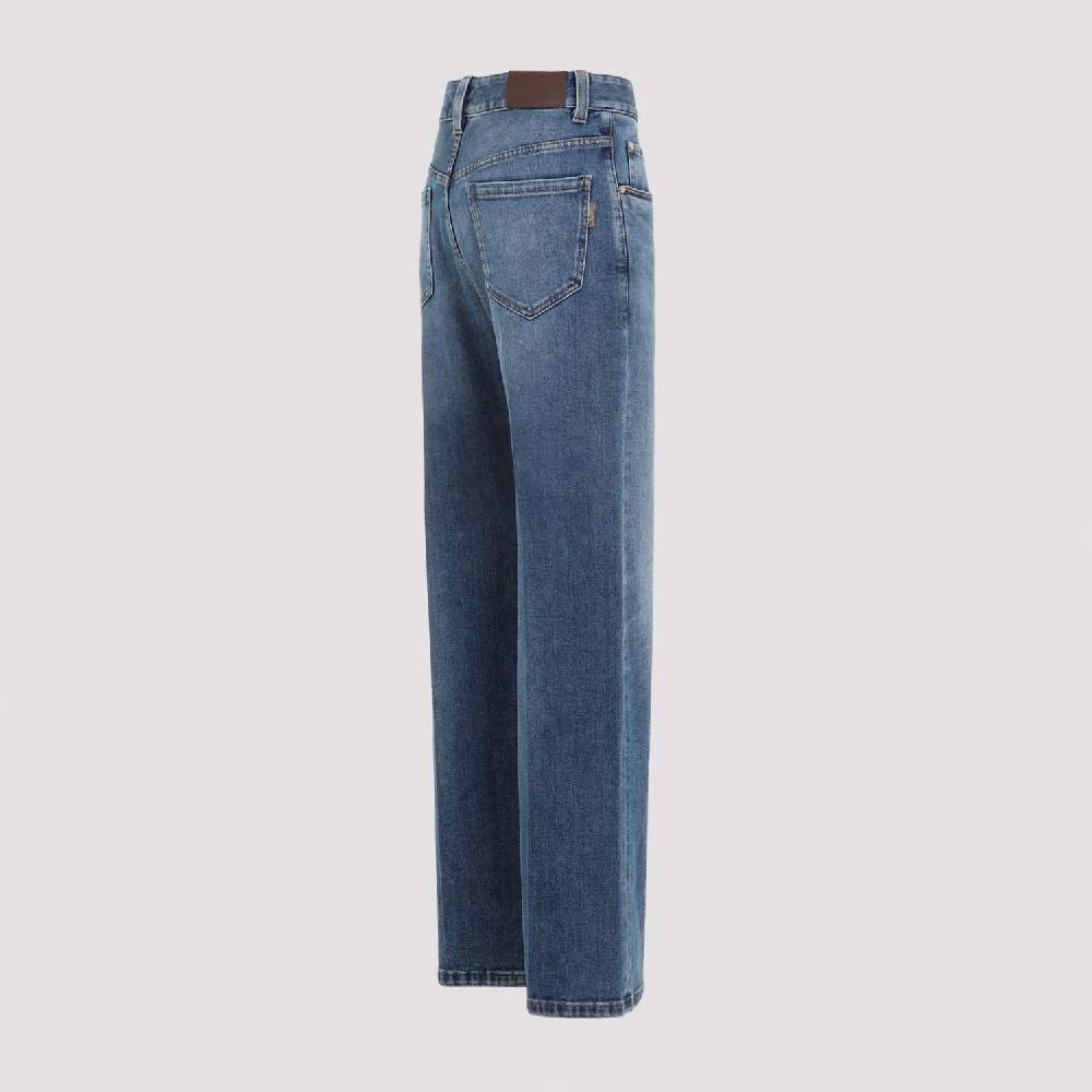 BRUNELLO CUCINELLI  Jeans Dritti in Cotone Elasticizzato Blu Brunello Cucinelli Vendita Calda