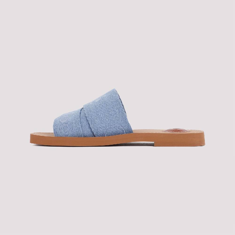 CHLOÉ  Stivaletti Bassi Chloé in Lino Blu Woody Vendita Economica