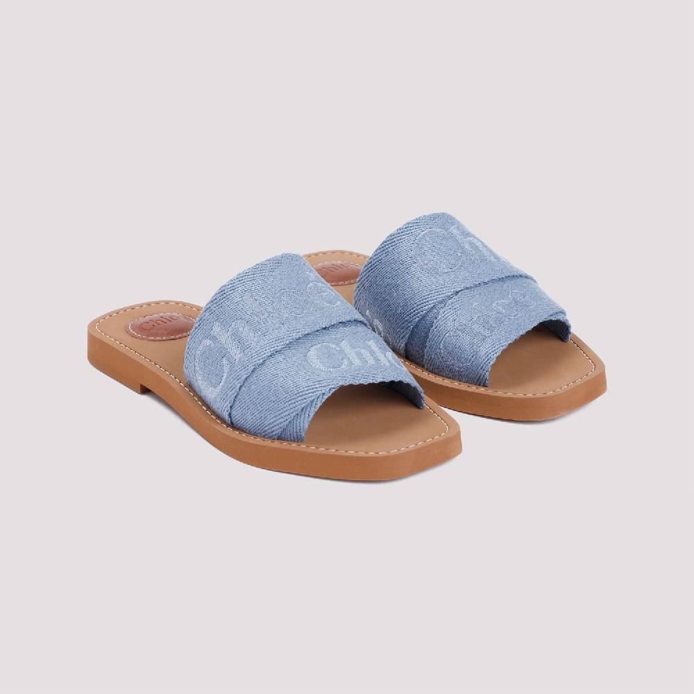 CHLOÉ  Stivaletti Bassi Chloé in Lino Blu Woody Vendita Economica