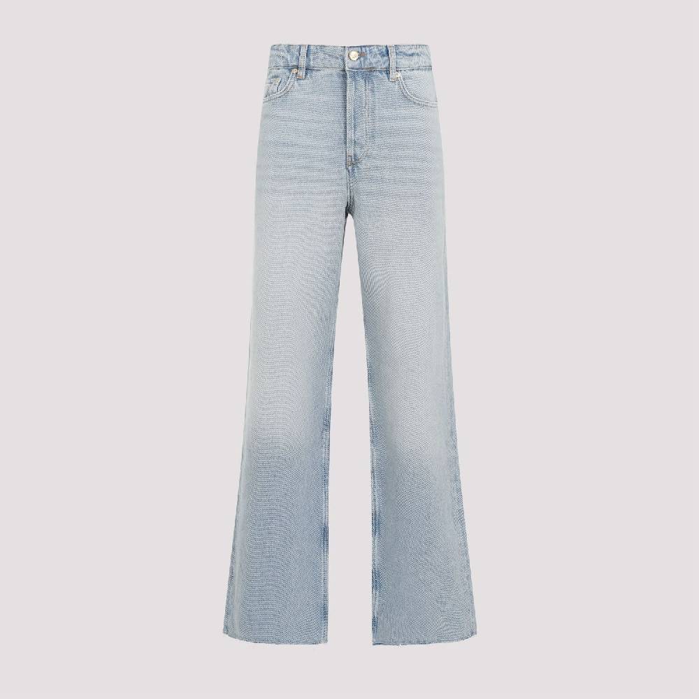 GANNI  Jeans GANNI in Cotone Biologico a Vita Alta - Azzurro Chiaro I Più Venduti
