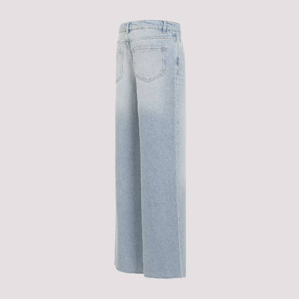 GANNI  Jeans GANNI in Cotone Biologico a Vita Alta - Azzurro Chiaro I Più Venduti