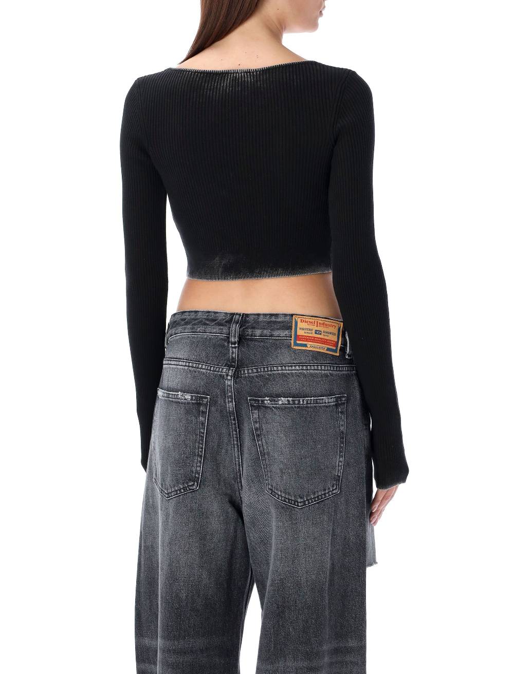 DIESEL KIDS  Cardigan Corto Diesel M-Latina Nero a Costine con Scollo a V Negozio