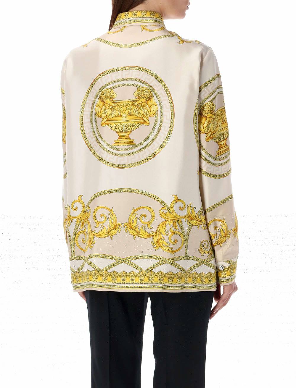 VERSACE  Camicia in Seta Beige Versace Coupe de Deaux - Abbigliamento Donna In Saldo