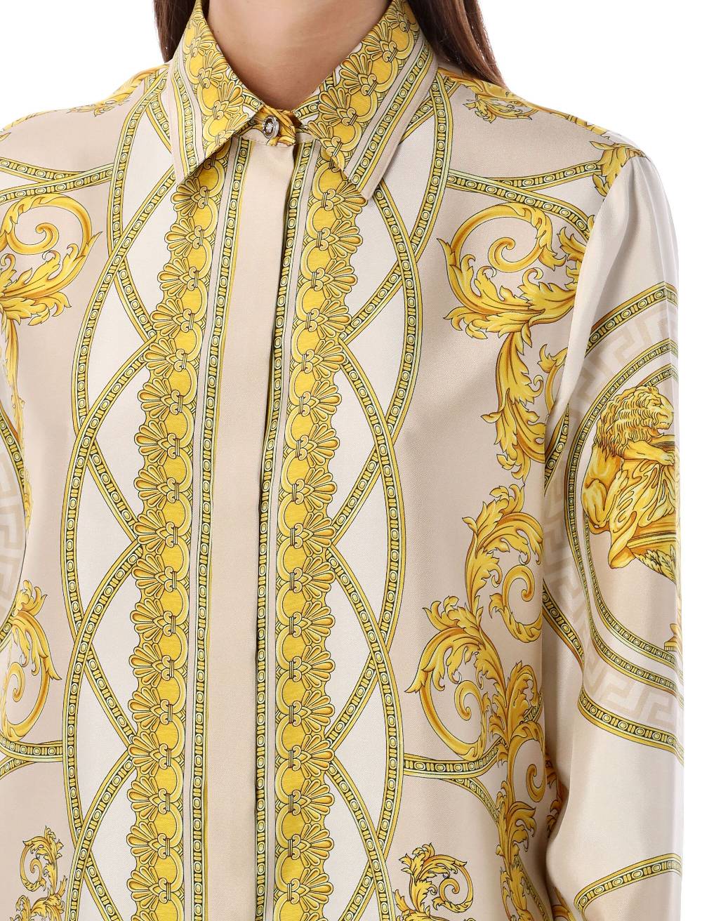 VERSACE  Camicia in Seta Beige Versace Coupe de Deaux - Abbigliamento Donna In Saldo