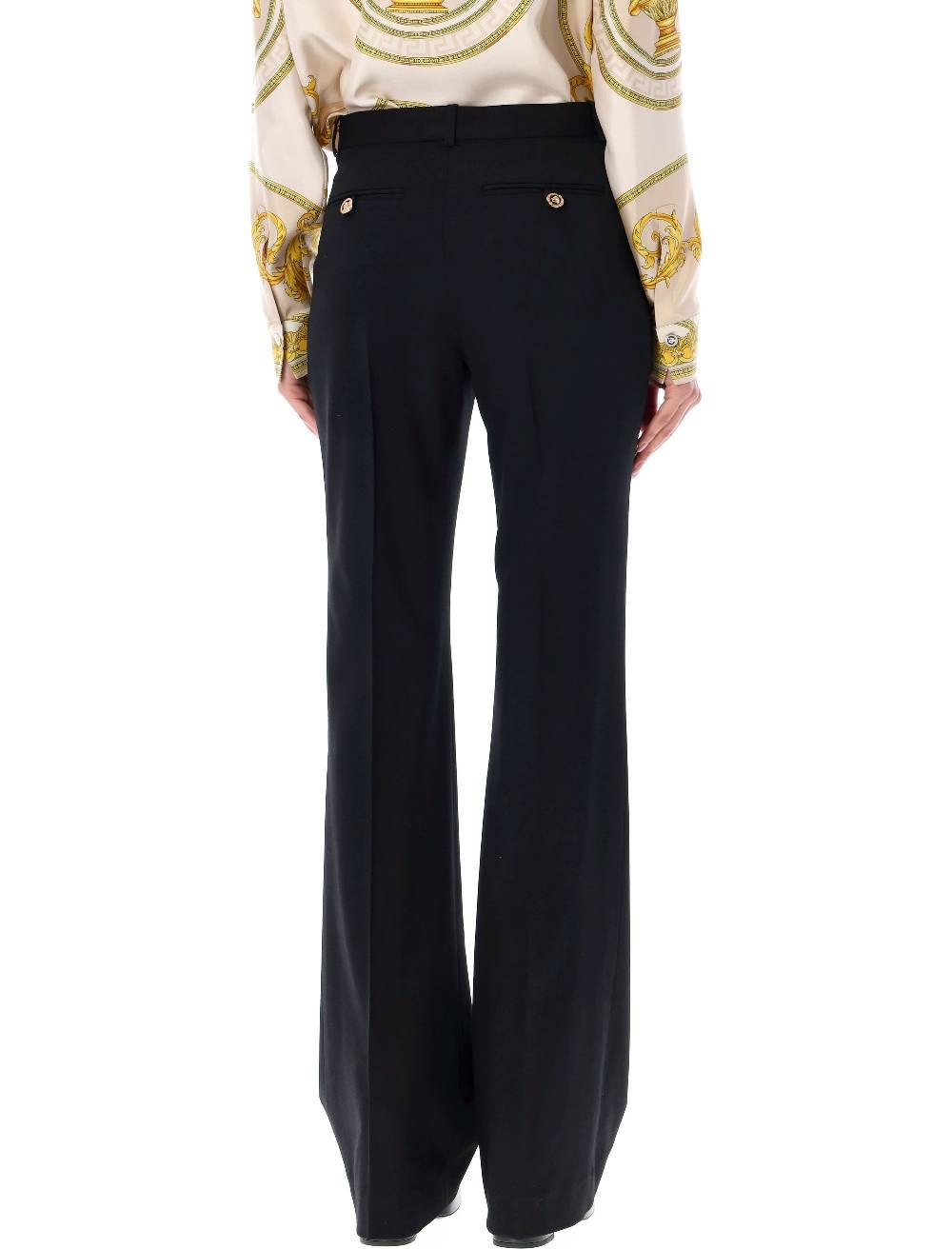VERSACE  Pantaloni Svasati in Lana a Vita Alta Versace Nuova