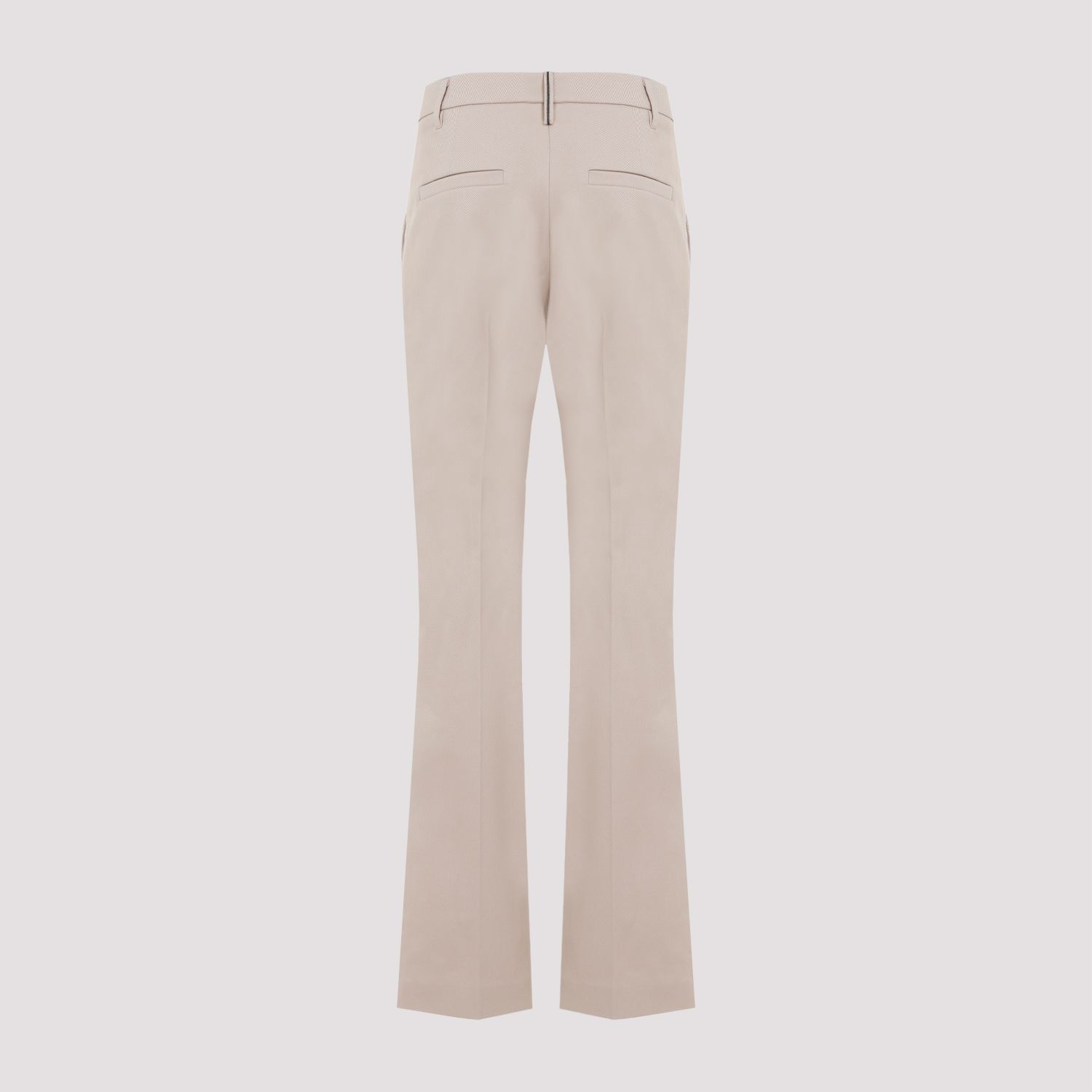 BRUNELLO CUCINELLI  Pantaloni in Cotone Sabbia con Dettaglio Monili Brunello Cucinelli Saldi Di Fabbrica
