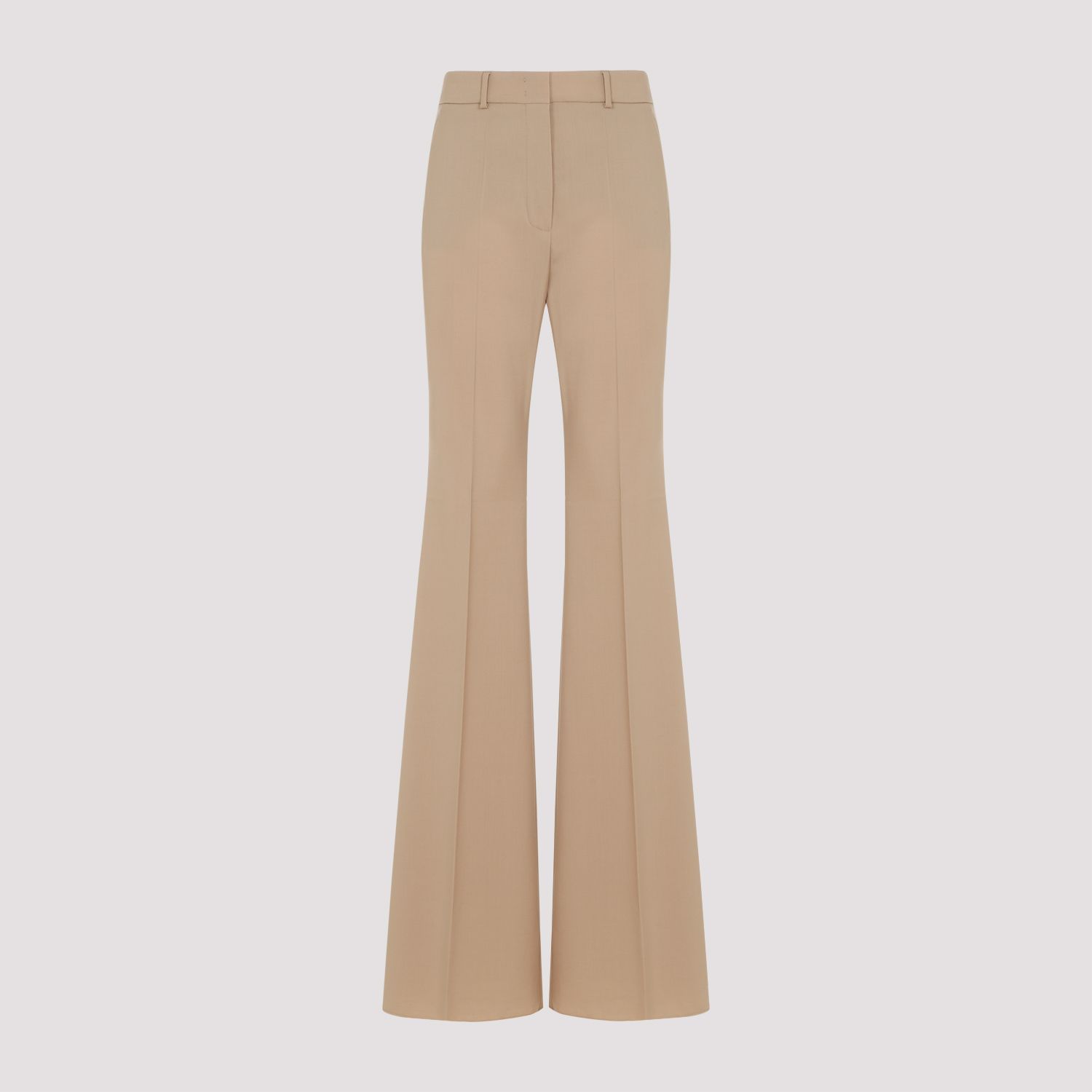 SPORTMAX  Pantaloni Svasati in Lana Vergine Beige Sportmax da Donna Pezzi Unici