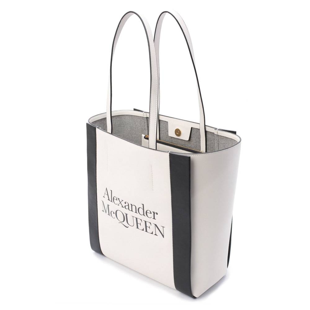 ALEXANDER MCQUEEN  Shopper Tote in Pelle di Vitello Bianca Alexander McQueen Hotsell