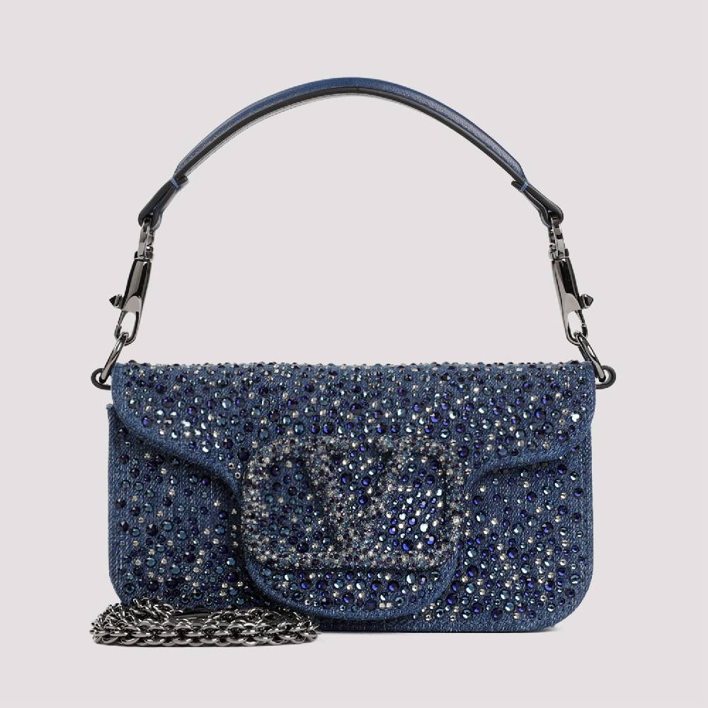 VALENTINO GARAVANI  Borsa a Spalla Piccola Blu con Strass di Valentino Garavani Vendite Flash