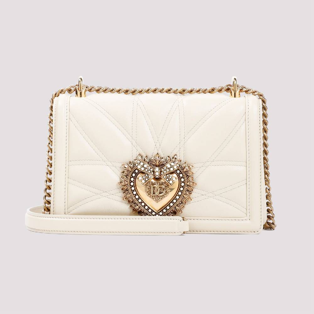 DOLCE & GABBANA  Borsa a Spalla Devotion Dolce & Gabbana in Pelle Color Nude In Linea