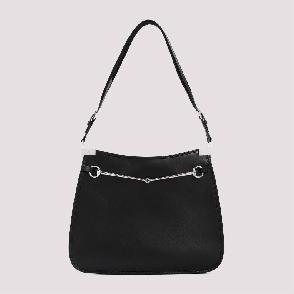 GUCCI  Borsa GUCCI in Pelle Nappa Nera con Accessori Argentati Promozione