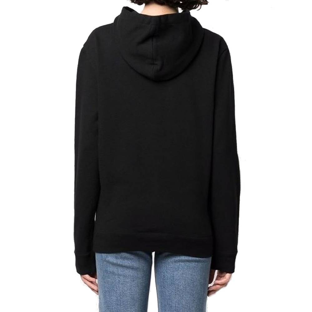 SAINT LAURENT  Felpa con Cappuccio Nera Logo SAINT LAURENT in Cotone per Donna Rilascio limitato