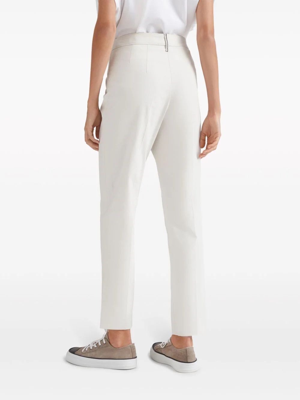 BRUNELLO CUCINELLI  Pantaloni Donna Bianchi in Cotone Elasticizzato Brunello Cucinelli Fino Al -60%