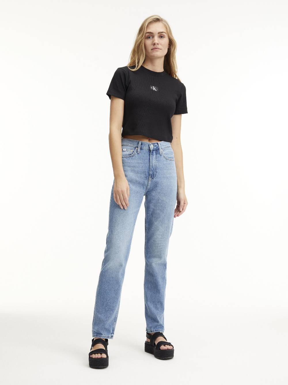 CALVIN KLEIN  Jeans Slim Fit a Vita Alta Calvin Klein in Azzurro Presa