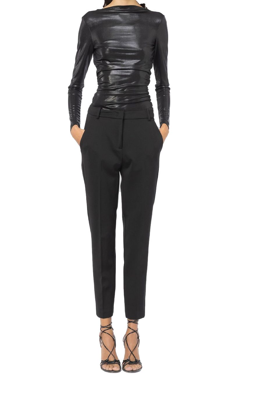 PINKO  Pantaloni Neri in Misto Viscosa PINKO da Donna Super sconto
