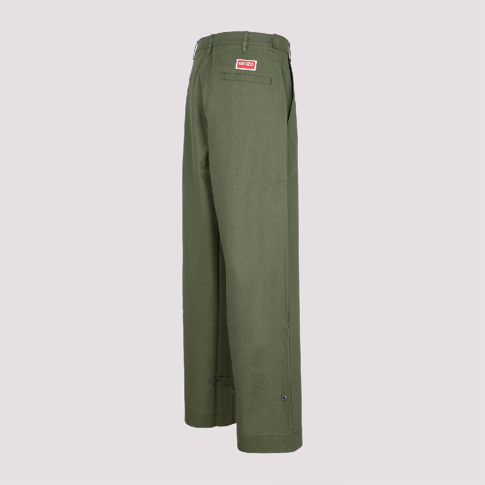 KENZO  Pantaloni Oversize in Cotone Kaki Scuro da Uomo KENZO Online